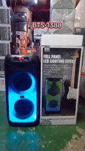 BTS-1388 Bluetooth Speaker Dual 8 inch  Flame LED light SPEAKER with Party Built-in Karaoke