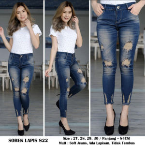 CELANA PANJANG JEANS SOBEK WANITA CELANA JEANS WANITA SIZE 27-34