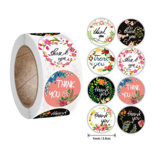 Thank You 1 Inch Round Sticker Label Colorfull Stiker Bundar 25 cm Tag Segel Amplop (1 roll/500 pcs)