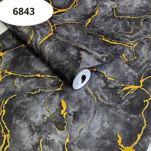 NEW Wallpaper Sticker Dinding Kamar Dan Ruang Tamu Motif Marmer Hitam Gold Panjang 8 Meter x Lebar 45cm