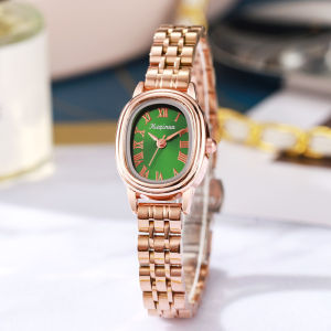 Fashionable new oval-shaped watch with a simple steel band a womens model a niche green watch a high-end womens watch