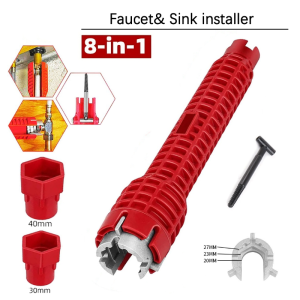 Multifunctional 8 in 1 Faucet and Sink Installer Tool Wrench Spanner for Water Pipes Bathroom