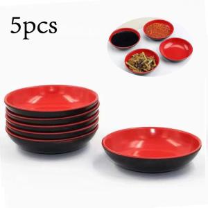 5pcs Saucer Dipping Sauce Small Plate Round Food Dipping Bowls Seasoning Dish Appetizer Plates
