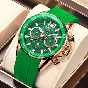 LIGE Fashion Watch For Man Luxury Date Silicone Sports Waterproof Chronograph Men Watch Quartz Watch Jam Tangan Lelaki + Box