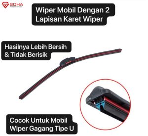 AM-59 Dual Wifer Blade Universal Untuk Mobil Kaca Depan Bahan Karet Kualitas Bagus