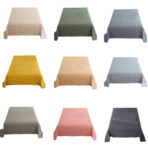 Colorful Bed Sheet Washed Cotton Bed Linen Comfortable Bedspread Easy Maintenance for Home Students Dormitory Bedding