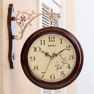 Gaya eropah Retro Double Sided Wall Clock-moden kuarza bisu jam kreatif mewah Wall Hanging jam hiasan rumah 360 ijazah putaran