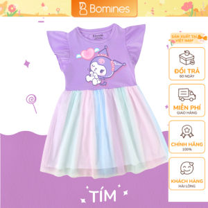 Váy bé gái Kuromi Bomines Đầm phối lưới cầu vồng Sanrio Váy dự tiệc cho bé gái từ 2-12 tuổi 10-36kg DTBL7MKUROMI