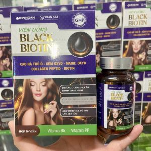 Viên uống mọc tóc BLACK BIOTIN bổ sung L-cystine kẽm biotin giúp tóc móng chắc khỏe giảm rụng tóc làm đen tóc hộp 30 viên