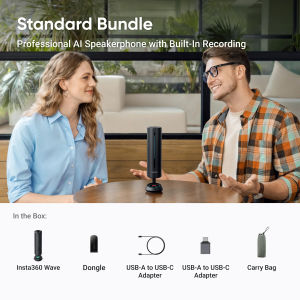 Insta360 Wave / Wavelink Speakerphone with AI Recording Suite (Graphite Black / Arctic White)