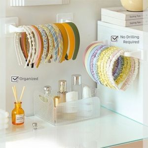 OKDEALS Wall Mounted Scrunchies Headband Storage Rack Hair Clip Hair Hoop Storage No-Punch Hair Accessories Organizer Household Multifunctional Headband Holder