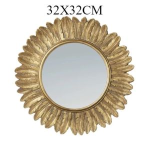 FFBH Round Decorative Mirror Interior Wall Art Hanging Mirrors Vintage Luxury Bedroom Makeup Mirrors Elegant Room Decor Aesthetics B3K9H
