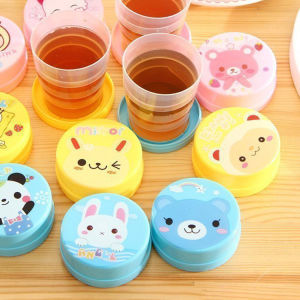 【Buy 1 Get 5 】Portable Mini Retractable Folding Cartoon Water Cup Folding Drinking Cup Travel Cup Collapsible Travel Cup - Folding Camping Cup with Lids - Expandable Drinking Cup Set - Portable