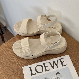 Free Shipping Trendy New Elastic-Strap Sandals Perfect For Summer Wear Featuring A Thick Sole Designed For Beach Outings And Available In Solid Colors For A Casual Look