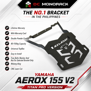 YAMAHA AEROX 155 V2 DCMONORACK TITAN PRO VERSION HEAVY DUTY LIFETIME WARRANTY DOUBLE POWDER COATED CNC LAZER CUT