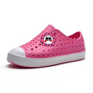 รองเท้ายาง EVA ไซส์ 26-35 สีชมพู-ขาว สำหรับเด็กทุกวัย กันน้ำกันลื่น แถมตัวการ์ตูน สินค้าพร้อมส่งในไทย