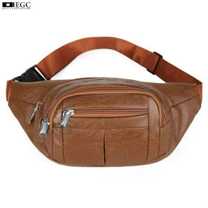 PROMO !! Tas Pinggang Pria Kulit Leather / Tas Slempang Cowok Fashion Polos  - WB-571