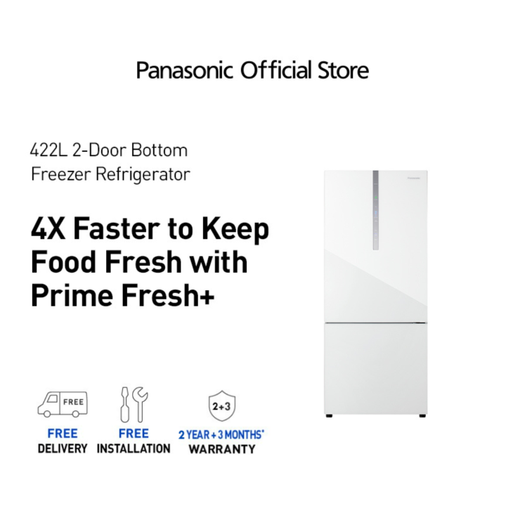 Panasonic Premium Bottom Freezer 2D Refrigerator with PrimeFresh+ NR-BX471WGWS