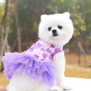 『27Pets』 Pet Clothing Dog Cat Skirt Luxury High-end Teddy Bichon Chihuahua Peach Blossom Dress