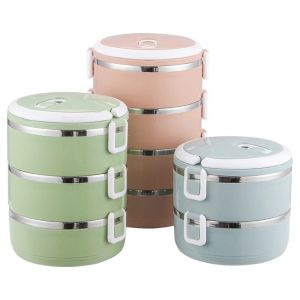 TANQ 1/2/3 Layers Portable Thermal Insulated Box Stainless Steel Food Container Lunch Box Soup Cup Bento Box