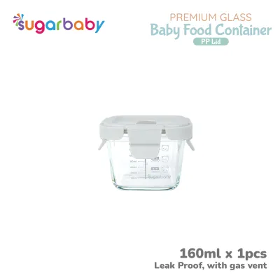 Sugar Baby Premium Glass Jar Baby Food Container 3 pcs BPA FREE / Peralatan Makan Bayi MPASI / Wadah Mangkok Bayi Silicone Lid & Plastic Lid