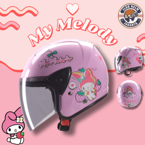 Helm Anak Junior Kop Cowo Cewe Karakter Kuromi Ungu - Putih