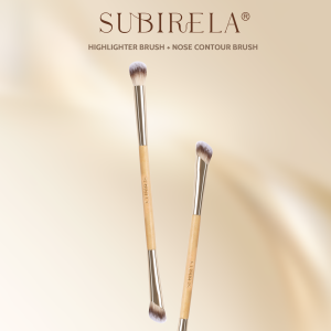 SUBIRELA 2-in-1 Dual-Ended Contour & Highlight Brush Soft Bristles Nose Shadow Shading Makeup Brush Blending Tool