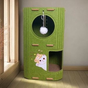 CANICE All-in-one Cat Bed Tree Hole 2 Floors/3 Floors Cat Castle House Fun Japanese Style Cat Scratching Post Four Seasons