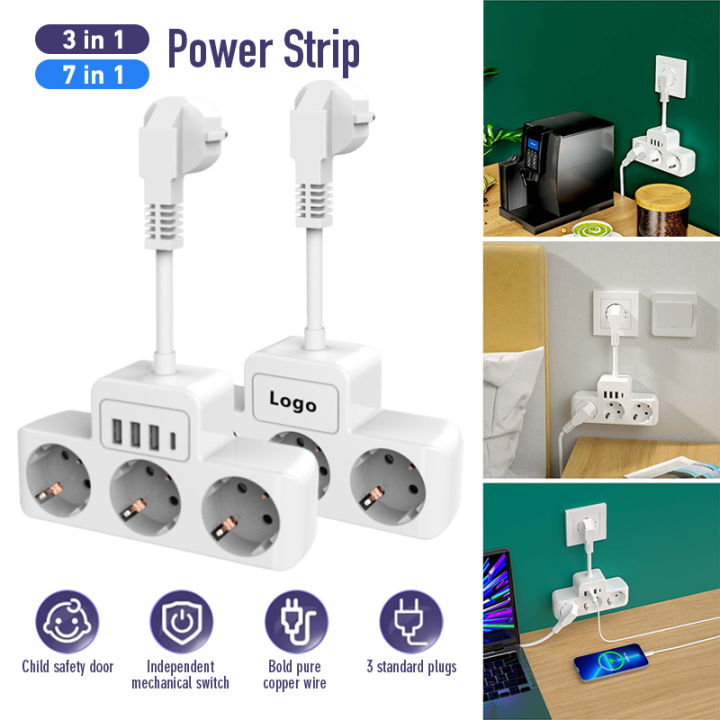 Power Strip Surge Protector Stop Kontak Colokan Listrik 3 Ways Smart Power Strip Socket & Port USB Travel USB Charger