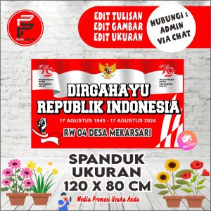 Banner HUT Kemerdekaan RI/ Spanduk HUT RI / Spanduk Karnaval HUT RI/ Spanduk Ukuran 1.2 x 0.8 meter