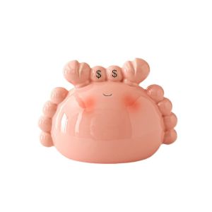 LRB81 Ceramics Cartoon Crab Money Box Kawaii Large Capacity Money Boxes Animal Figurines Funny Piggy Bank Children Use