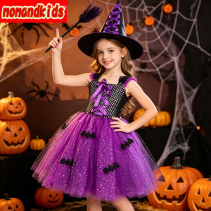 11.11 Sparkly Black Purple Sorceress Tutu Dress with Bat Decorations Gothic Halloween Costume for Carnival Masquerades and Cosplay h2610