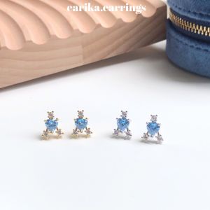earika.earrings - baby blue gem soul ต่างหูหัวใจจี้เพชร (มีให้เลือกสองสี) เหมาะสําหรับคนแพ้ง่าย
