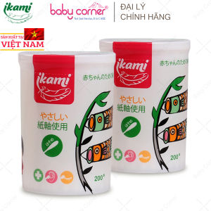 Combo 2 Hộp Tăm Bông IKAMI Baby 2 Đầu Thường Hộp 200 Que