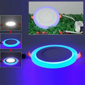 Lampu LED Panel Downlight bulat 6 Watt 2 Warna Putih Biru 3 + 3w Bulat Inbow Dekor Rumah Ruang Tamu
