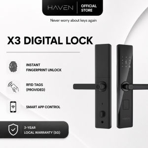 🔥 FREE INSTALLATION | Haven X3 Fingerprint Digital Lock Smart Door Lock | PIN + Smart App | 3 Year Warranty