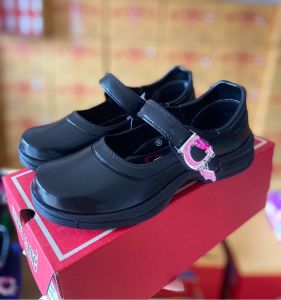 I รองเท้านักรียนหนังดำ รองเท้าผู้หญิง Size 25-45 ไซส์ 25-34 พื้นสีชมพู ไซส์ 35-45 พื้นดำ