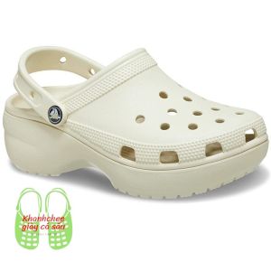 Dép Classic Sandal Crush Clog nữ đế cao 5cm  dạng sục tặng 10 Jib NGẪU NHIÊN - Hàng chính hãng- Màu Kem