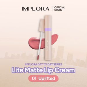 IMPLORA Day To Day Lite Matte Lip Cream Indonesia / Lip Cream 4g / Crack Free & Lightweight Feels / Velvet / Moisturizing / Pigmented / Long Wearing / Skincare Infused / Shade 01 02 03 04 05 06 / Lipstick Lipcream Lipmatte / Cosmetic Lips Makeup Series