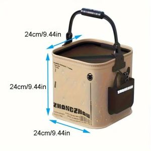 ถังน้ำพับได้14ลิตรอเนกประสงค์ - ฝาตาข่าย+สายสะพายปรับระดับ วัสดุEVAทนทาน สำหรับตกปลา/ตั้งแคมป์/ล้างรถ