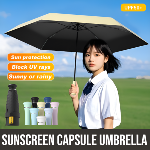 Retractable Handle Sunscreen Capsule Umbrella UV Protection Sunscreen Double-stage Double Keel 24 Bones Rain And Sun Dual-Purpose Foldable Umbrella