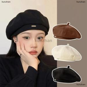 [COD] kunzhan Solid Color Women Berets Korean Fashion Retro Octagonal Hat Elegant Lady Artist Painter Cap Newsboy Beanie Bonnet