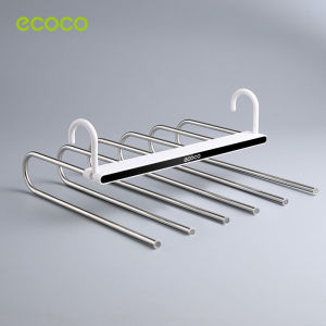 Ecoco Pants Hanger Non-slip Stainless Steel Foldable Pants Organizer Trousers Rack Space Saving burliness