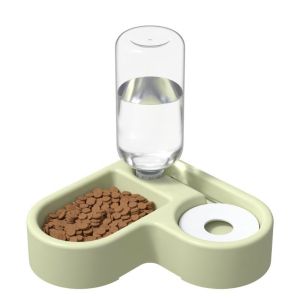 2 in 1 Pet Bowl Feeder Plastic Round Automatic Drinking Feeding Bowls Cat Food Bowl