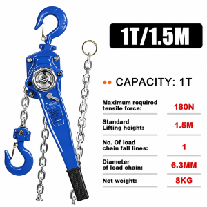 Hand Chain Lever Block 1T 2T 3T Alloy Steel Safety Reliable Easy Maintenance High Mechanical Efficiency for Open Air No Power Operations Chain Hoist