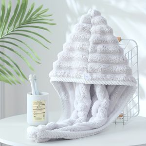 2Pcs set Microfiber Hair Cap Wrap with Embroidery Strong Absorbent Fast Dry Hair Towel