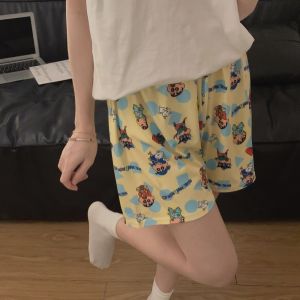 LUO AIDING Crayon Shin-chan Kitty Cat Pajama Pants Doraemon Kitty Cat Anime Sleepwear Cute Breathable Cartoon Shorts Pants Women