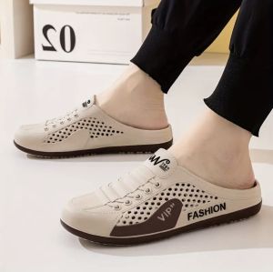 รองเท้าแตะแบบสวมครึ่งส้นนุ่มสำหรับผู้ชาย รองเท้าแตะแบบสวมครึ่งส้นสำหรับฤดูร้อน รองเท้าลำลองแบบสวมครึ่งส้น สินค้าพร้อมส่ง