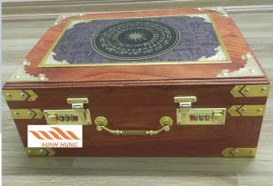 Hộp gỗ size lớn đựng tài liệu trang sức gia phả mặt trống đồng gỗ hương