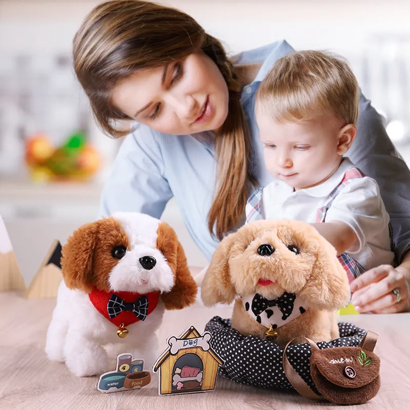 Plush Toy Electronic Robot Dog Lifelike Walking Barking Wagging